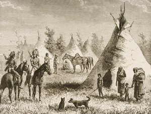 En sioux-landsby, ca. 1880